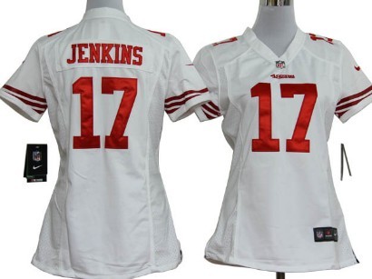 San Francisco 49ers 17 A.J. Jenkins White Game Nike Womens Team Nike Jersey